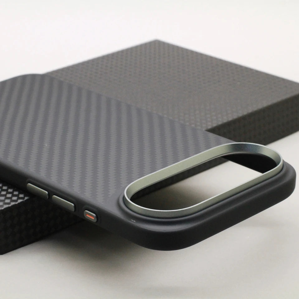 iPhone 17 Series Carbon Fiber MagSafe Case – Kevlar Aramid + Soft TPU Frame